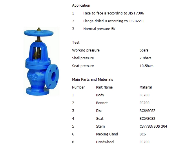 铸铁角型截止阀,JIS 10K