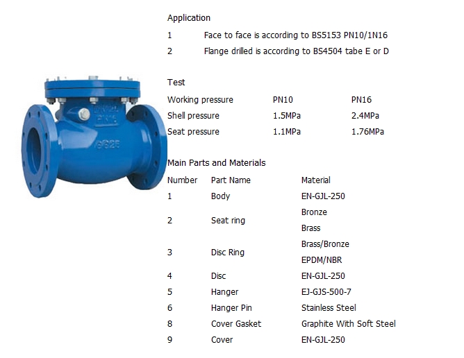 铸铁旋启式止回阀,BS PN16